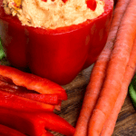 A overview image of Roasted Red Pepper Hummus