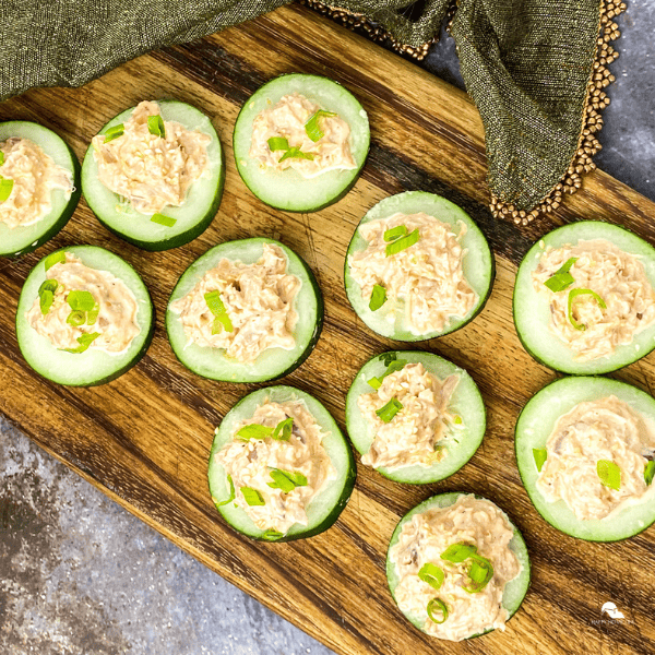an overview image of Spicy Tuna Cucumber Bites