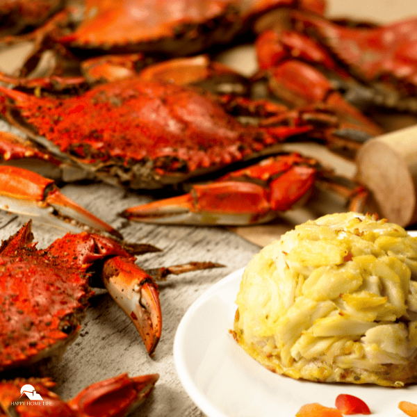 An image of crabs and crabmeat on a plate.