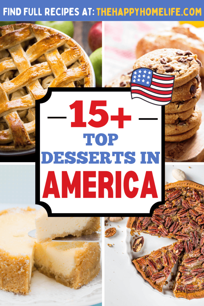 a collage image of the number 1 desserts in America with text.