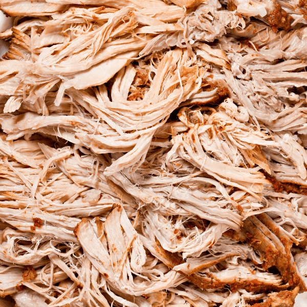Closeup of cooked pulled pork