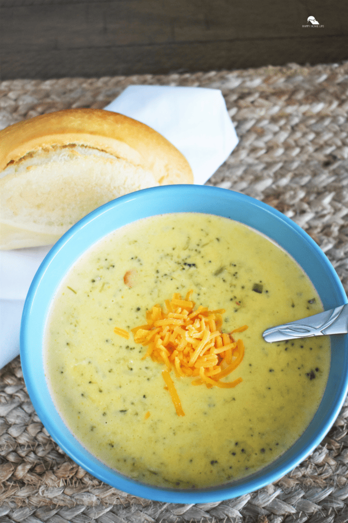a pin sized image of Instant Pot Broccoli Cheese Soup 
