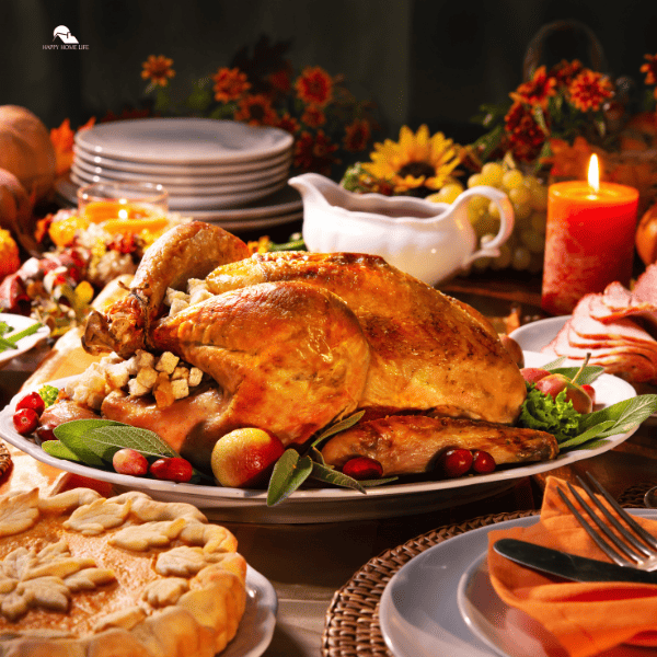 thanksgiving food prepared in the table