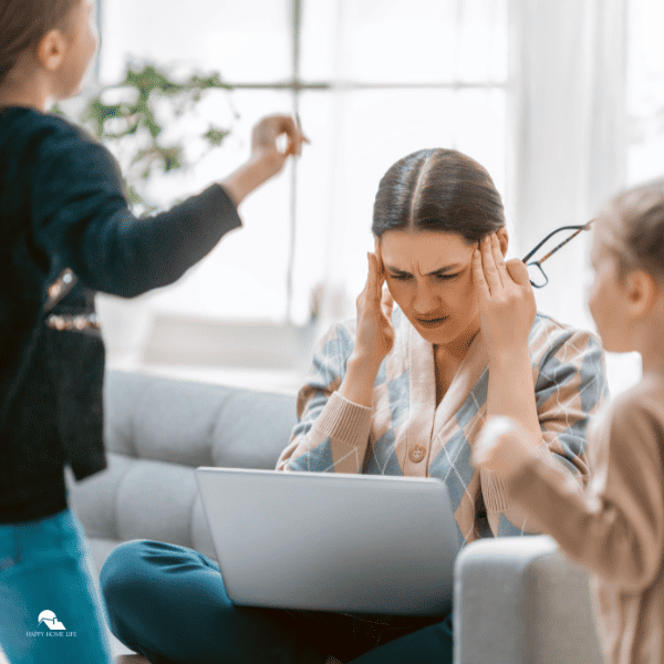 woman working with kids around her