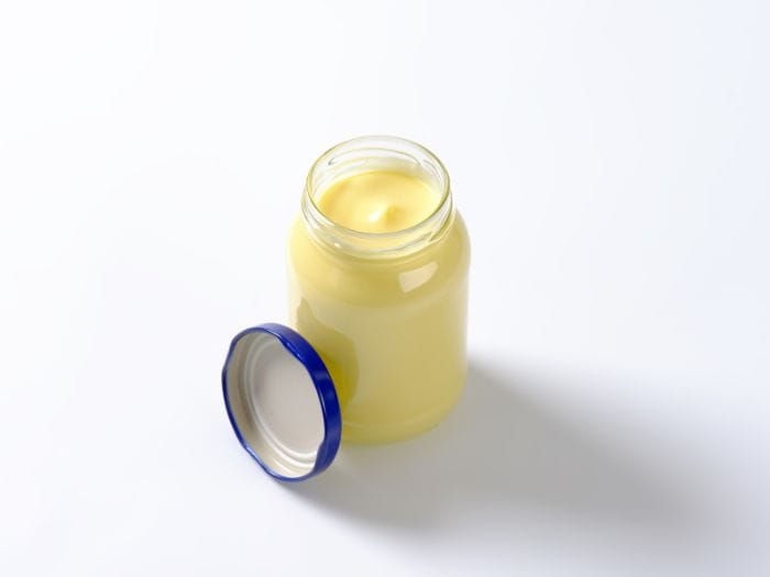 jar of mayo with lid off