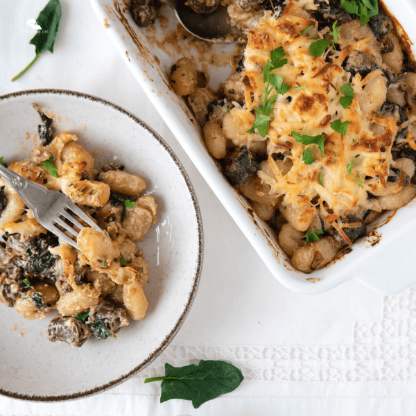 Baked Gnocchi with Italian Sausage and Baby Power Greens