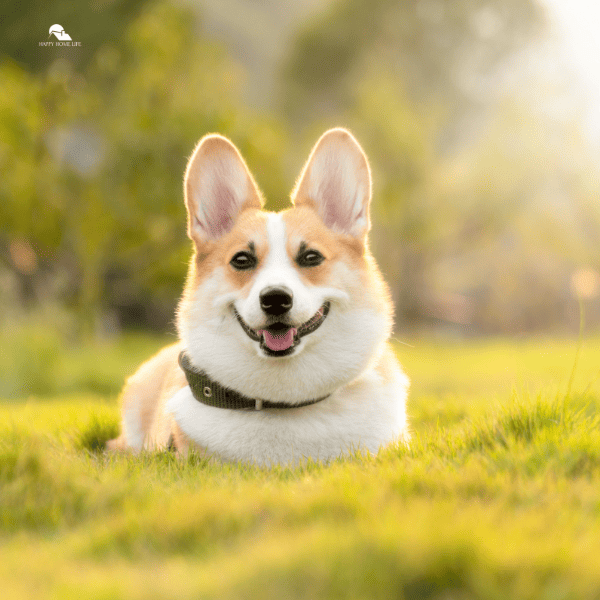 a cute corgi dog sitting outdoor