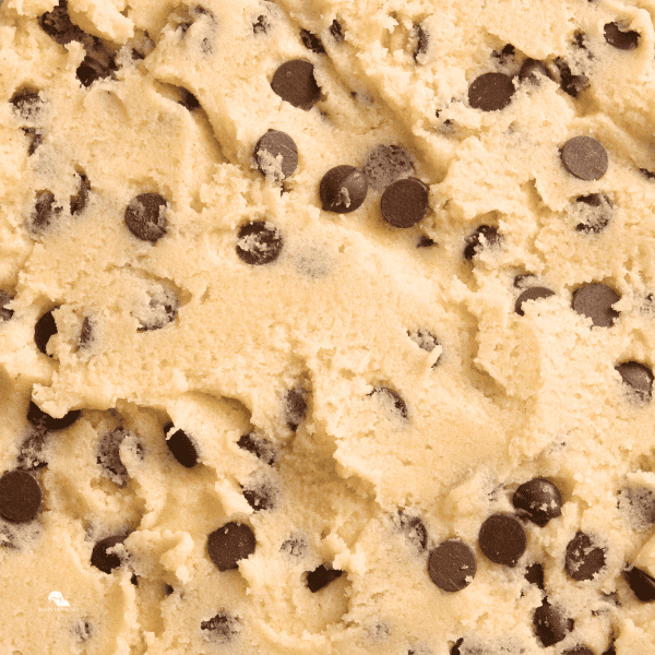 Top view of dough with chocolate chips for baking cookies