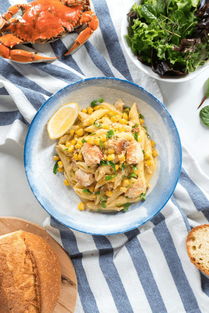 overview pin image of Lump Crab and Corn Penne