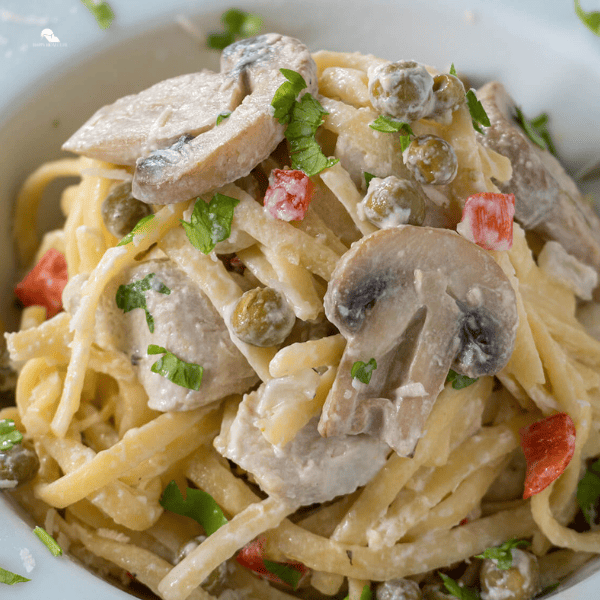 close up image of One Pot Turkey Tetrazzini