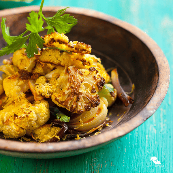 An image of a vegan roast (cauliflower).