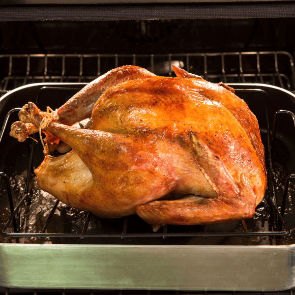 Turkey baking in the oven.