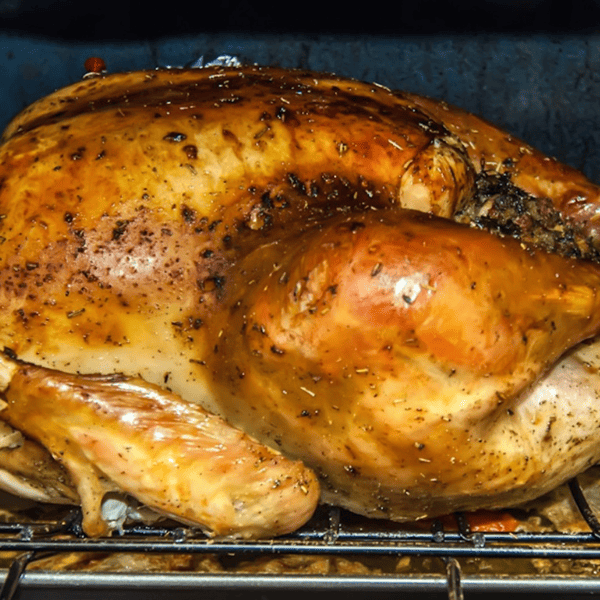 Turkey cooking in the oven.