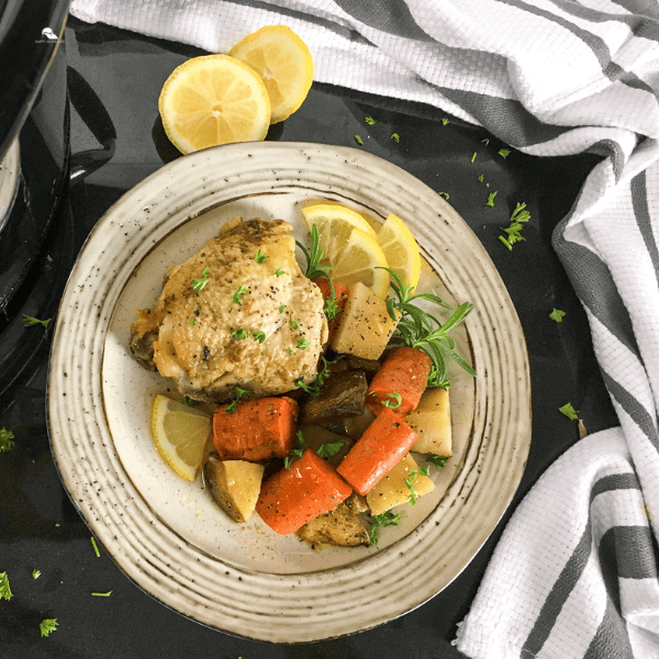 Slow Cooker Rosemary Lemon Chicken Thighs