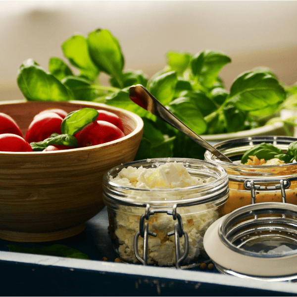 Example ingredients for a Mediterranean salad.