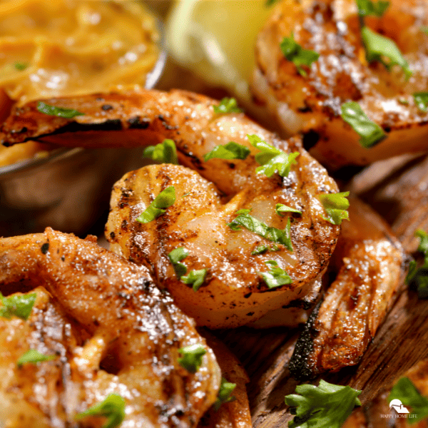 A close-up image of cajun shrimp.