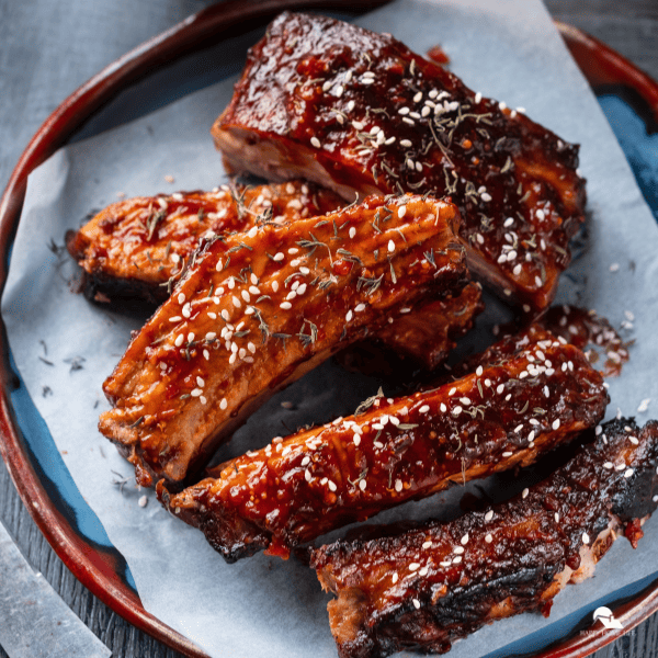 An image of sweet and sticky oven bbq ribs.