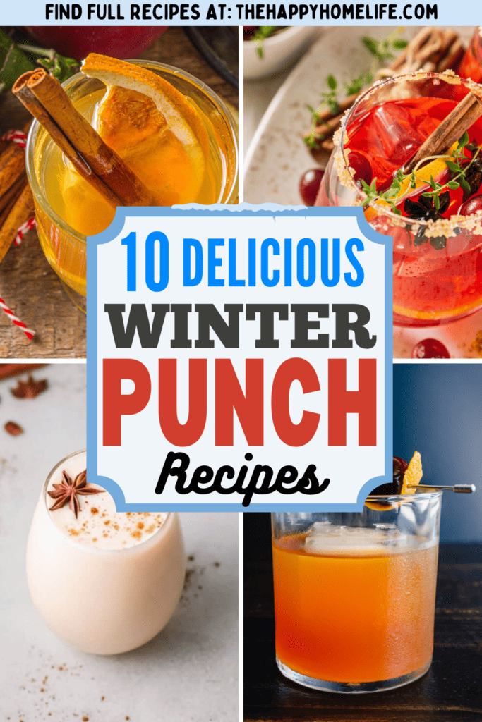 collage image of Winter punch recipes with text