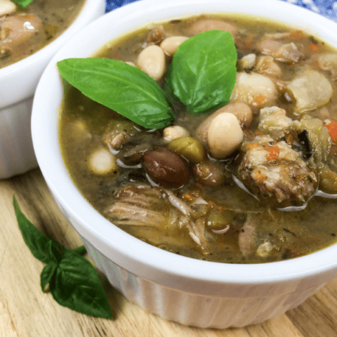 15 Bean Soup in a white bowl