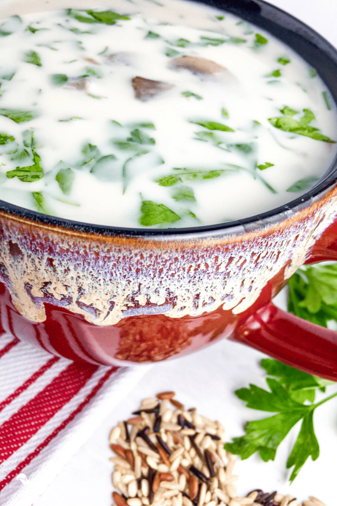 pin size image of Creamy Wild Rice and Mushroom Soup