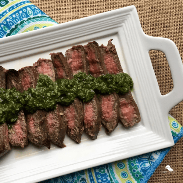 overview image of Marinated Flank Steak with Chimichurri Sauce