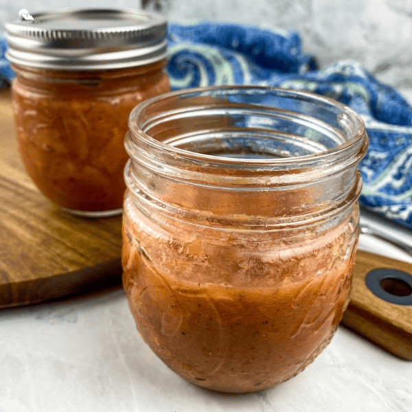 Savory Peach Compote in a clear jar
