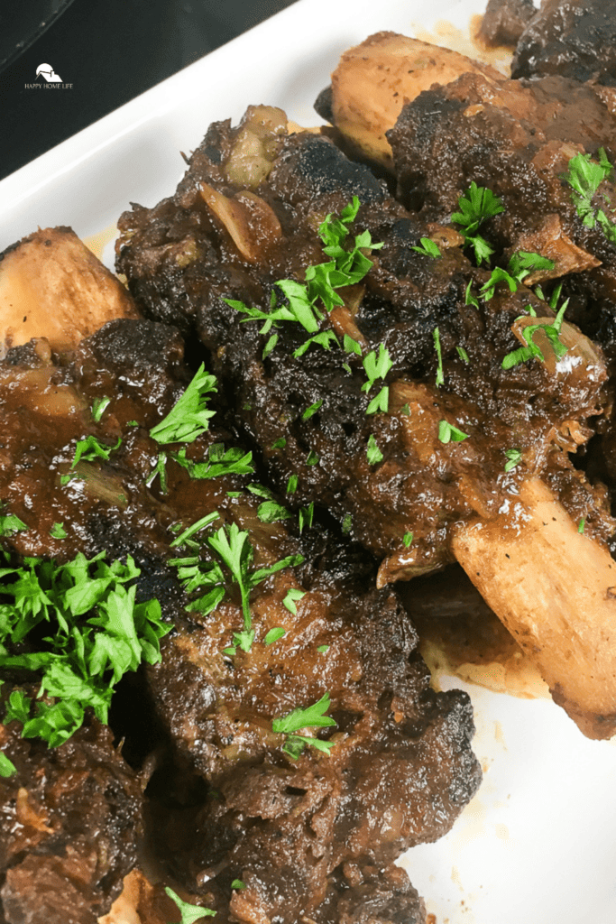 Slow Cooker Beef Back Ribs close up pin image