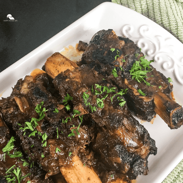 Slow Cooker Beef Back Ribs in a white plate