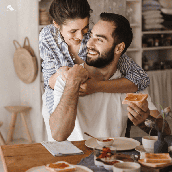 Sweet Couple Having Tasty Breakfast