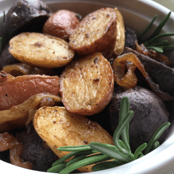 square image of Tri-Color Roasted Rosemary Potatoes