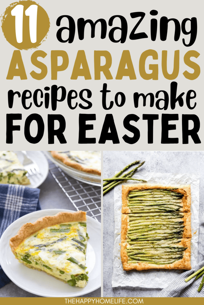 collage of asparagus recipes for Easter with text overlay