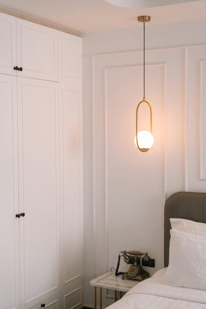 hanging light in bedroom