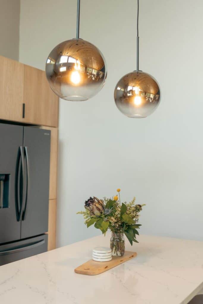 hanging lights over countertop