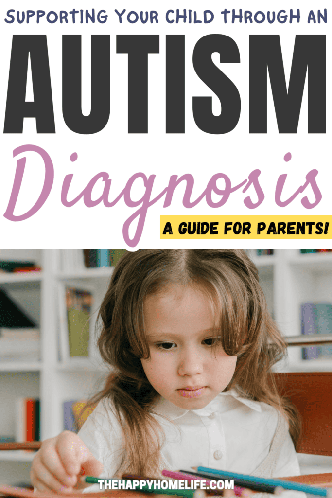 image of a Child with Brown Hair Arranging Colored Pencils with text: "Supporting Your Child Through an Autism Diagnosis: A Guide for Parents"