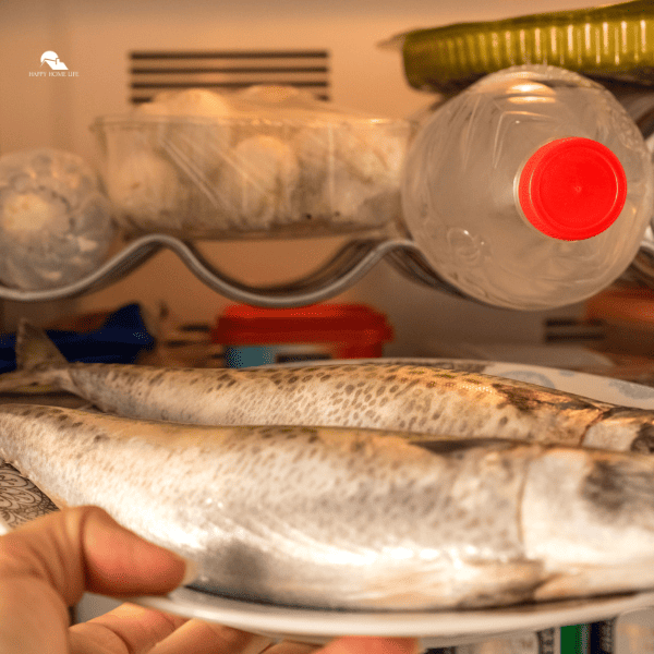 raw fish in a fridge