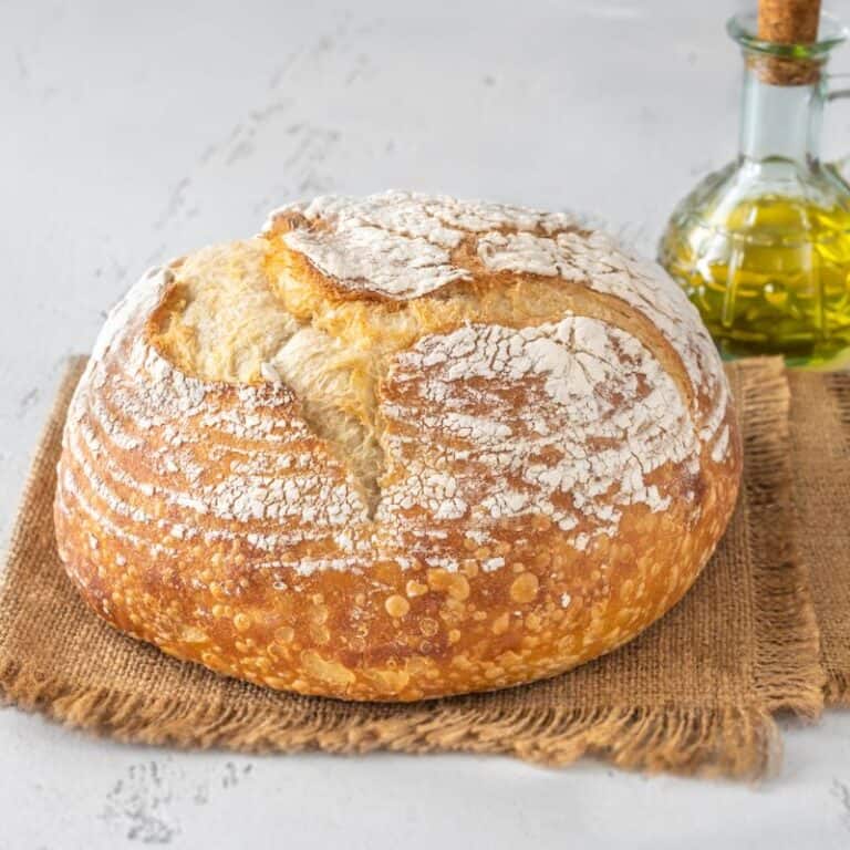 loaf of sourdough bread with olive oil
