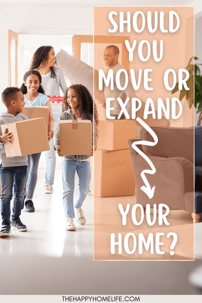 family on moving day - image with text overlay