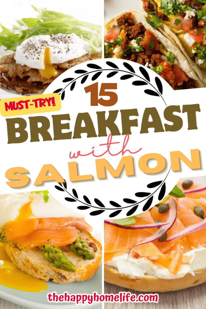a collage image of Breakfast with salmon with text overlay