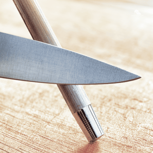 knife being sharpened