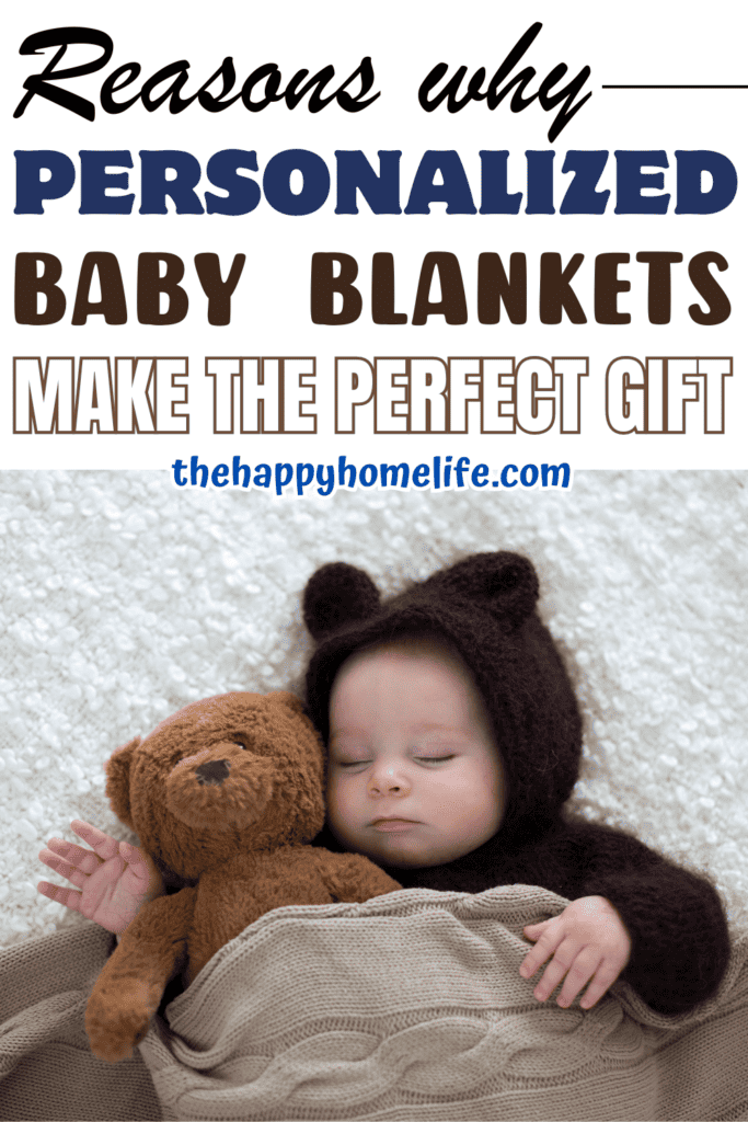 an image of a baby in a blanket with text "Reasons why personalize baby blankets make the perfect gift"