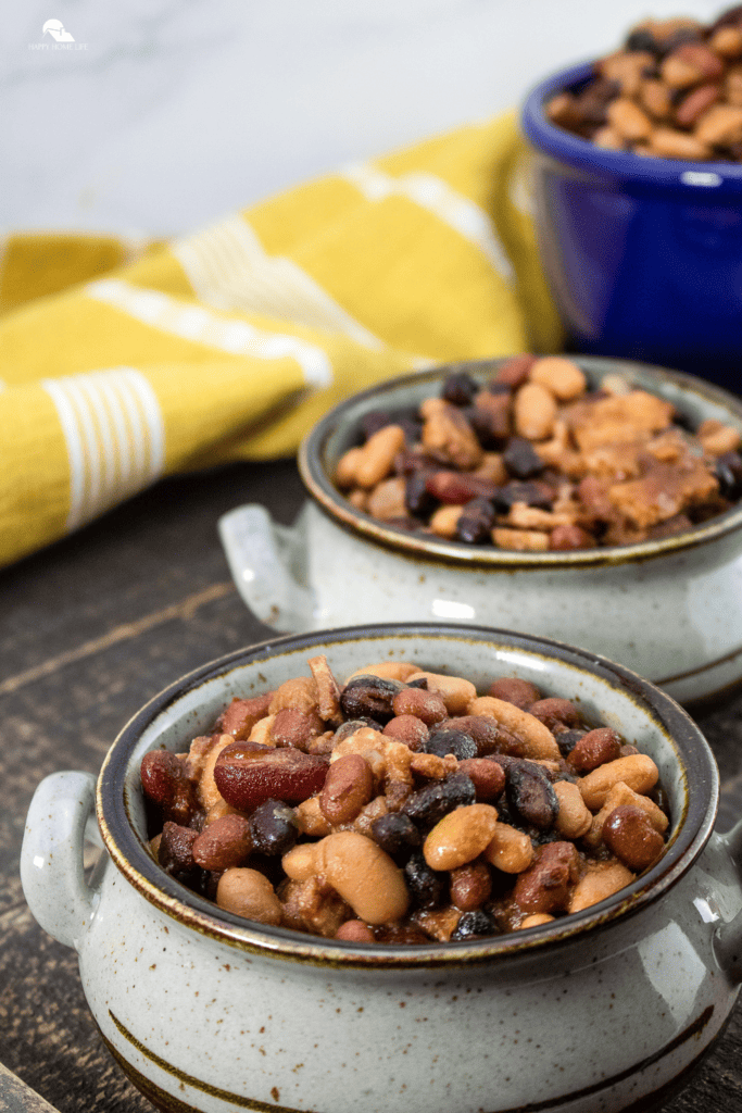 Slow Cooker Baked Beans with Bacon pin sized