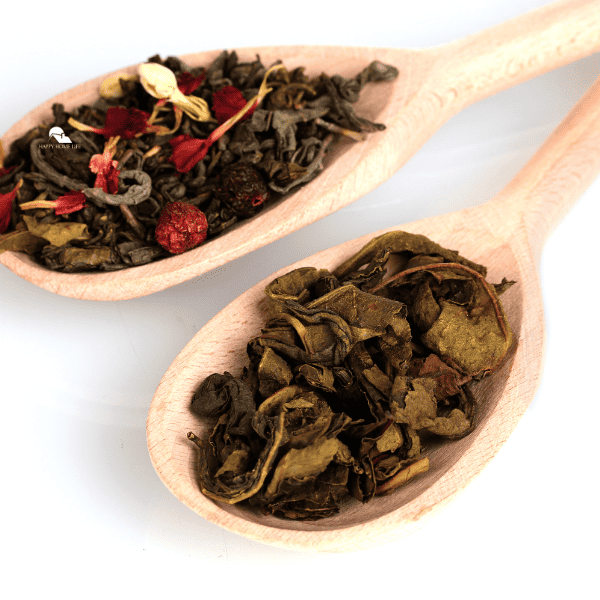 Loose Leaf Tea on Wooden Spoons