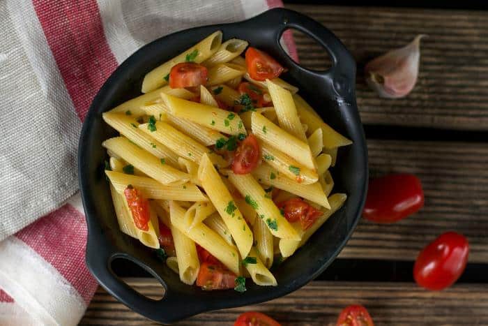 one pot penne pasta with cherry tomatoes