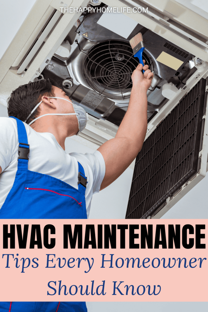 A man doing HVAC maintenance with text overlay