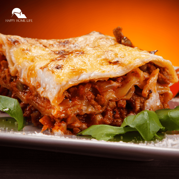 Lasagna on a wooden table