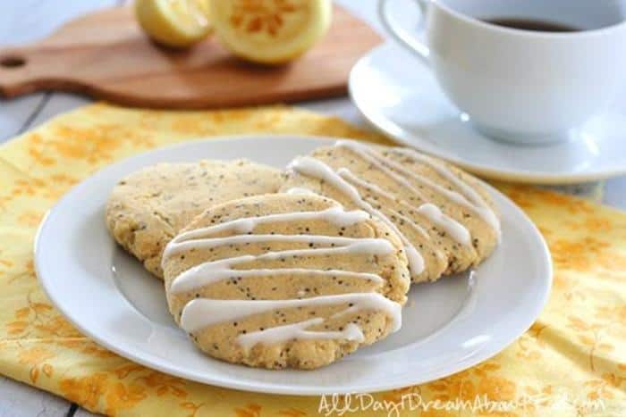 lemon poppy seed breakfast cookies on white plate