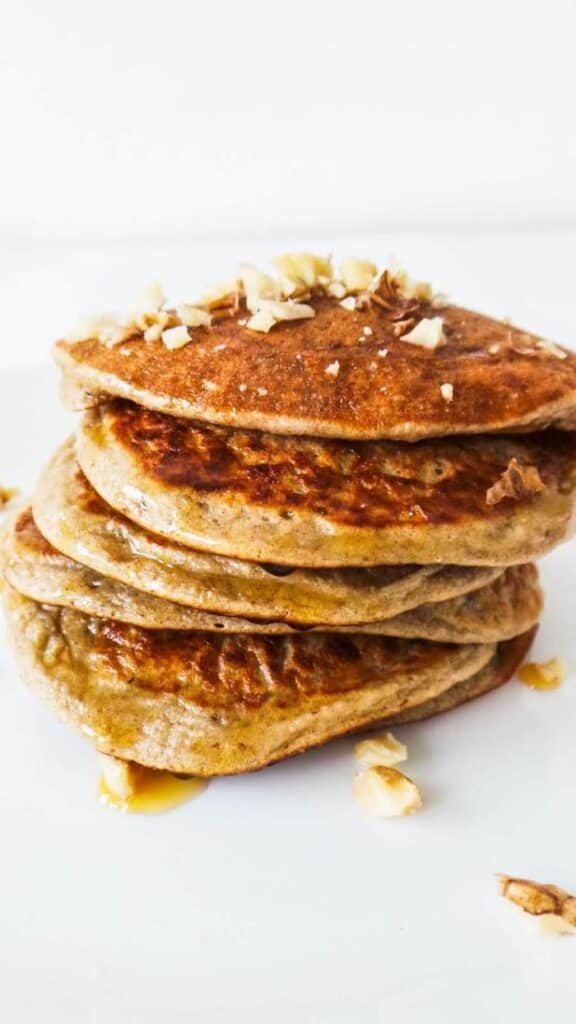 stacked oatmeal pear pancakes