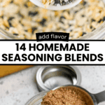 long two-image collage of homemade seasoning blends